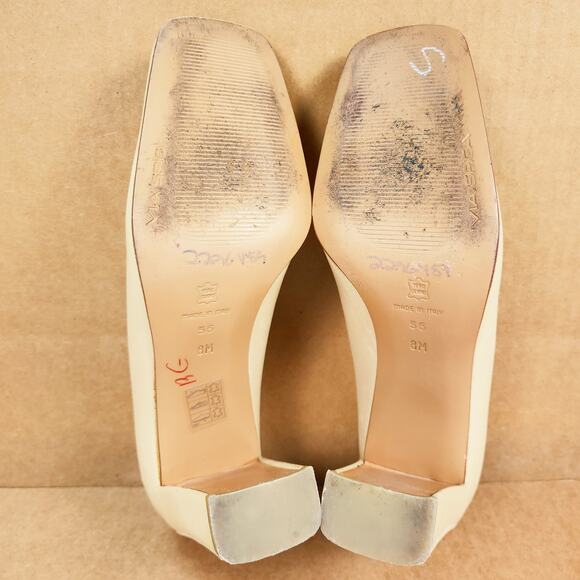 Via Spigia Square Toe Loafer Med Block Heel Butter Yellow Leather Women’s SZ 8 - Picture 10 of 13